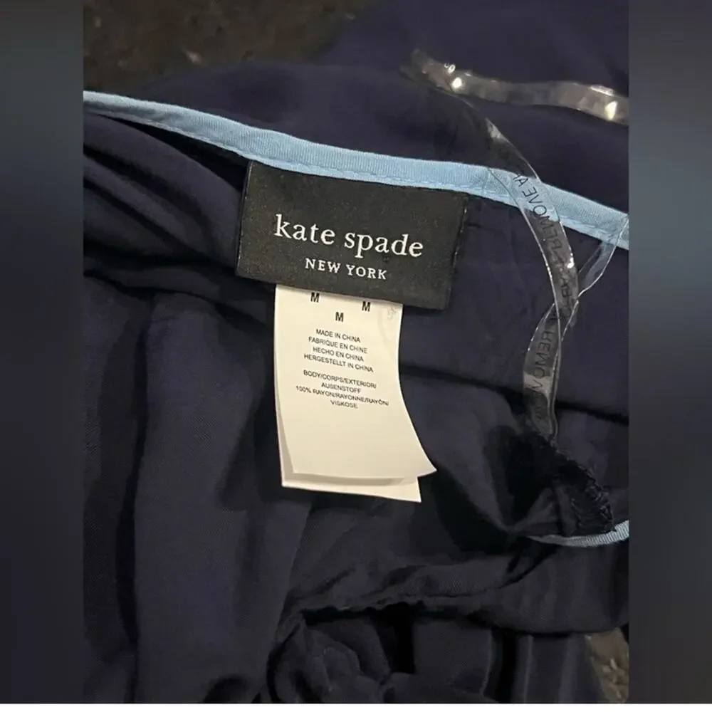 NEW KATE SPADE BLUE & NAVY MAXI TIERED DRESS SZ M